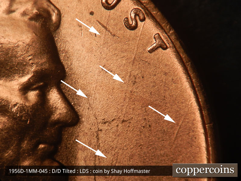 Die-stage C marker on 1956D•1MM•045 (1956 Repunched Mint Mark).