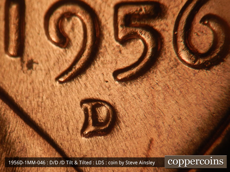 Die-stage B marker on 1956D•1MM•046 (1956 Repunched Mint Mark).