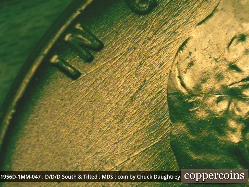 Die-stage B marker on 1956D•1MM•047 (1956 Repunched Mint Mark).