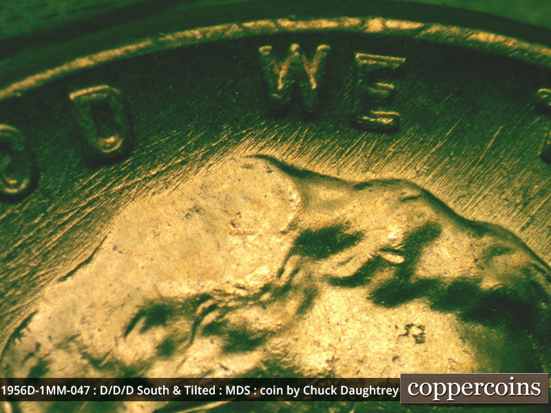 Die-stage B marker on 1956D•1MM•047 (1956 Repunched Mint Mark).