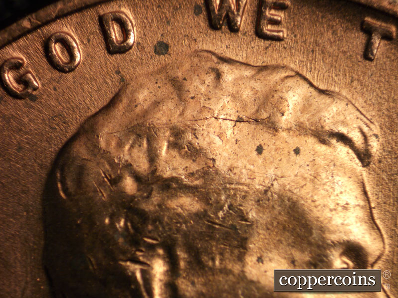 Die-stage B marker on 1956D•1MM•056 (1956 Repunched Mint Mark).