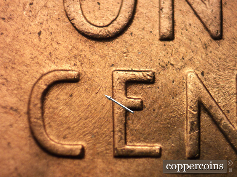 Die-stage B marker on 1956D•1MM•056 (1956 Repunched Mint Mark).