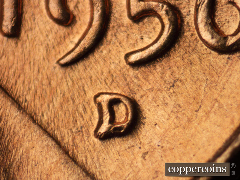 Die-stage C marker on 1956D•1MM•056 (1956 Repunched Mint Mark).