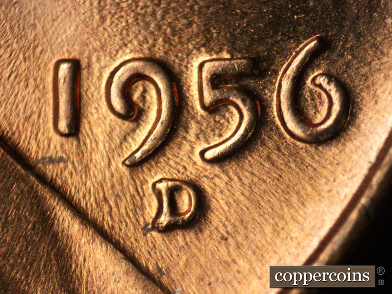 Die-stage C marker on 1956D•1MM•057 (1956 Repunched Mint Mark).