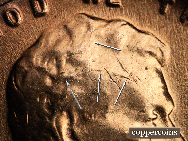 Die-stage C marker on 1956D•1MM•057 (1956 Repunched Mint Mark).