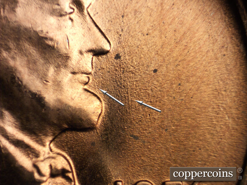 Die-stage C marker on 1956D•1MM•057 (1956 Repunched Mint Mark).