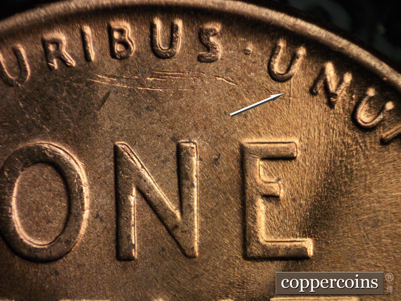 Die-stage C marker on 1956D•1MM•057 (1956 Repunched Mint Mark).