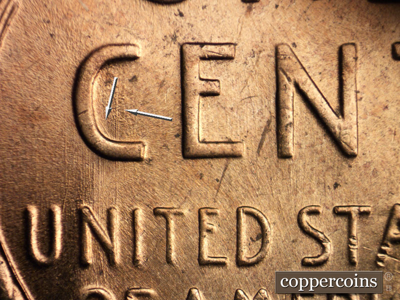 Die-stage C marker on 1956D•1MM•057 (1956 Repunched Mint Mark).