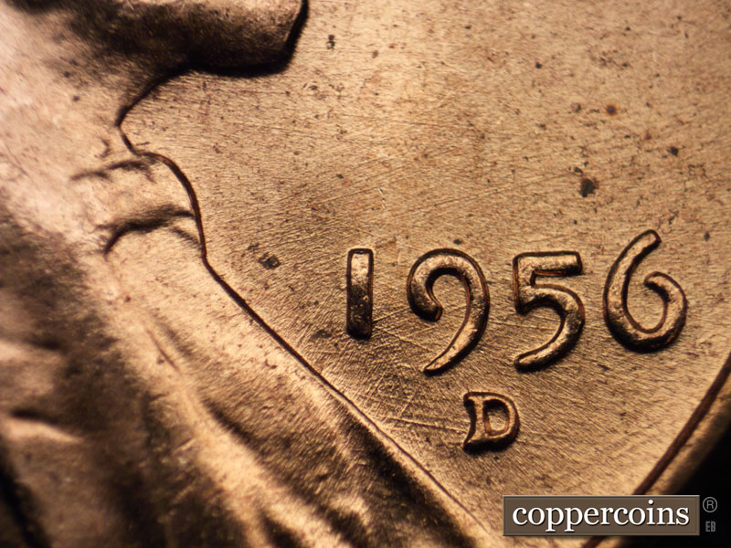 Die-stage B marker on 1956D•1MM•059 (1956 Repunched Mint Mark).