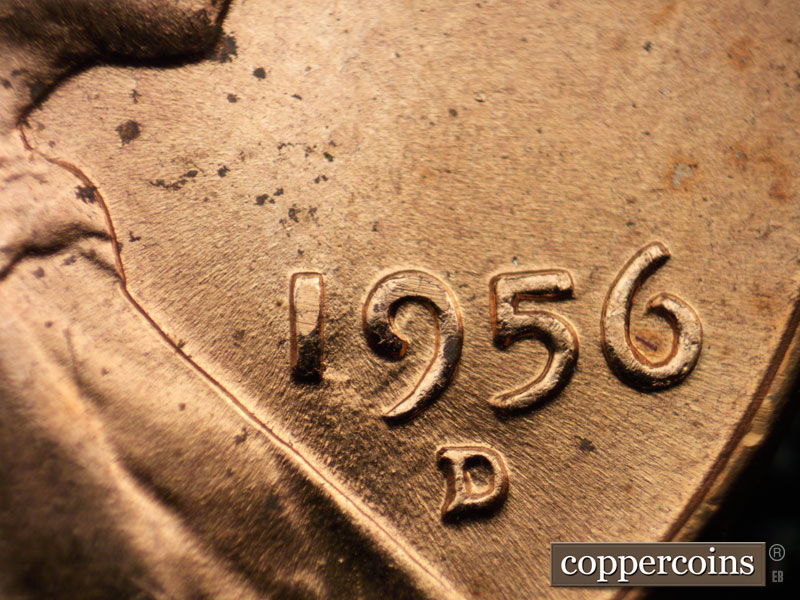 Die-stage B marker on 1956D•1MM•062 showing Date for reference.