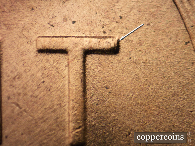 Die-stage B marker on 1956D•1MM•062 showing Small die chip on T in CENT.