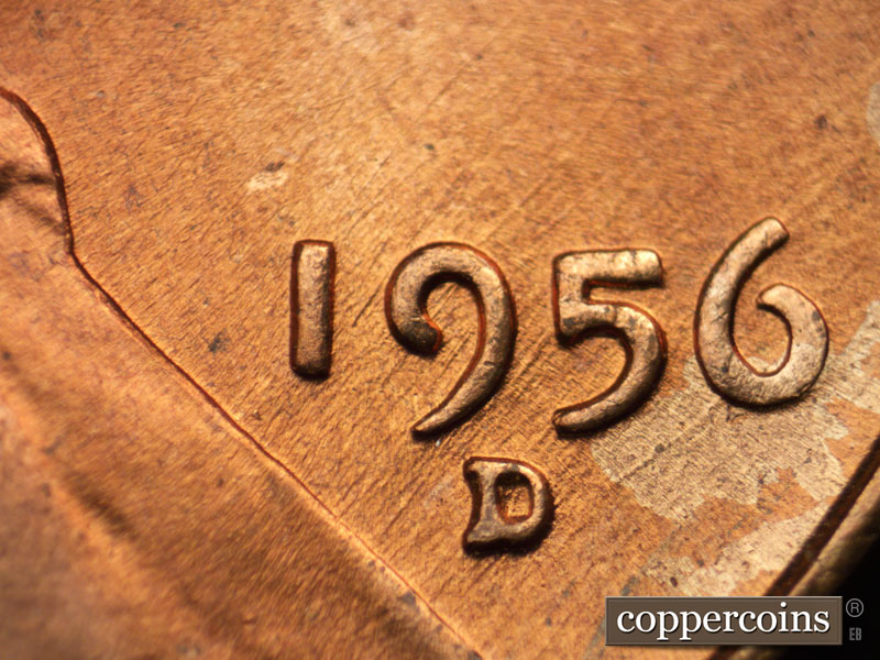 Die-stage B marker on 1956D•1MM•063 (1956 Repunched Mint Mark).
