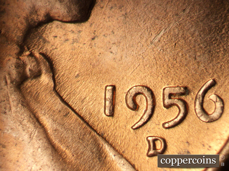 Die-stage A marker on 1956D•1MM•064 (1956 Repunched Mint Mark).