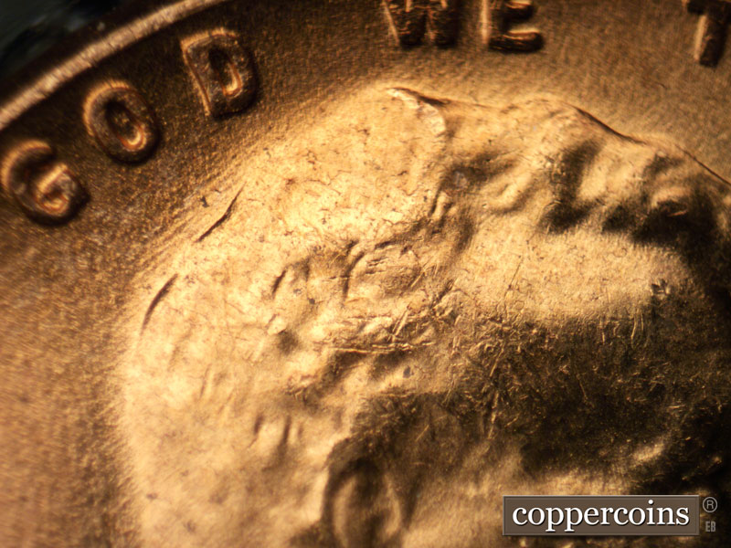Die-stage B marker on 1956D•1MM•065 (1956 Repunched Mint Mark).