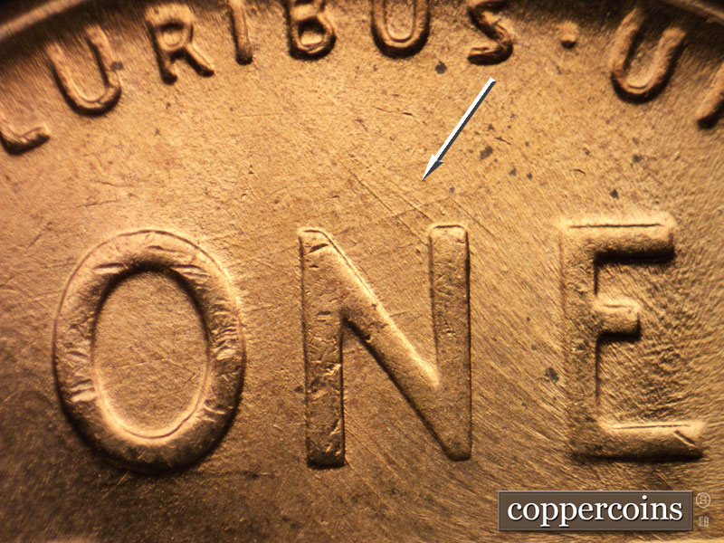 Die-stage B marker on 1956D•1MM•065 (1956 Repunched Mint Mark).