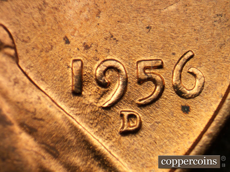 Die-stage B marker on 1956D•1MM•067 (1956 Repunched Mint Mark).
