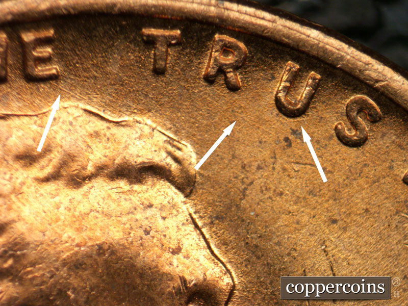 Die-stage B marker on 1956D•1MM•067 (1956 Repunched Mint Mark).