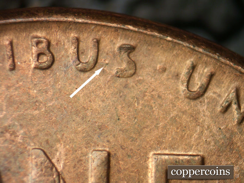 Die-stage B marker on 1956D•1MM•069 (1956 Repunched Mint Mark).