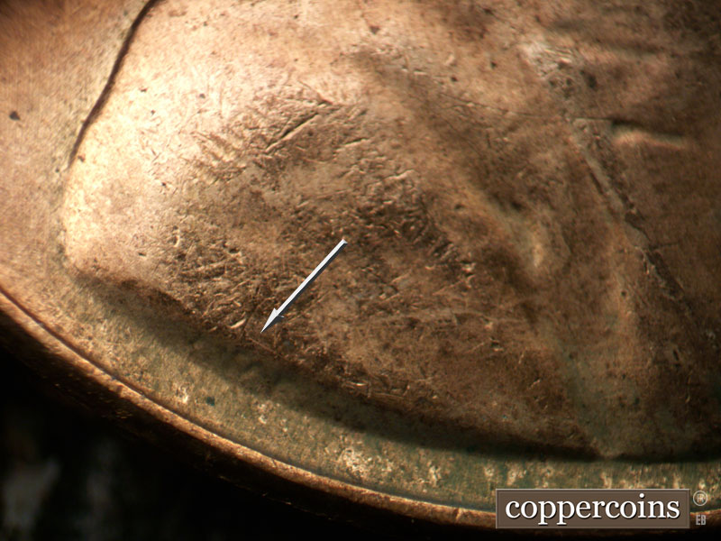 Die-stage B marker on 1956D•1MM•071 (1956 Repunched Mint Mark).