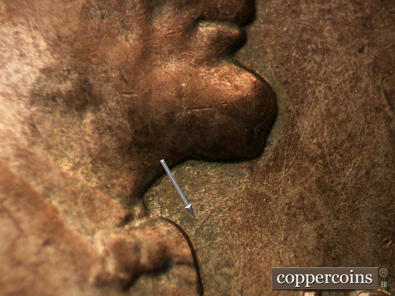 Die-stage B marker on 1956D•1MM•071 (1956 Repunched Mint Mark).