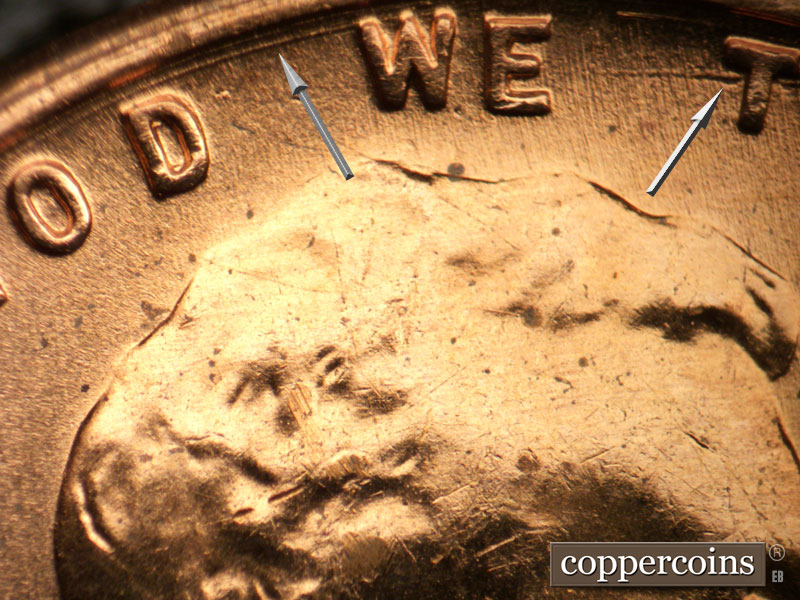 Die-stage B marker on 1956D•1MM•072 (1956 Repunched Mint Mark).