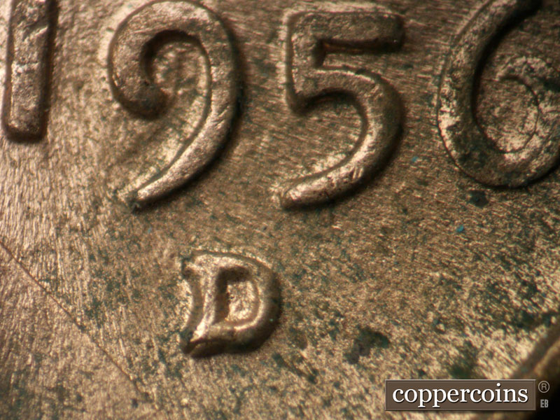 1956 Lincoln cent obverse, CopperCoins die 1956D•1MM•073.