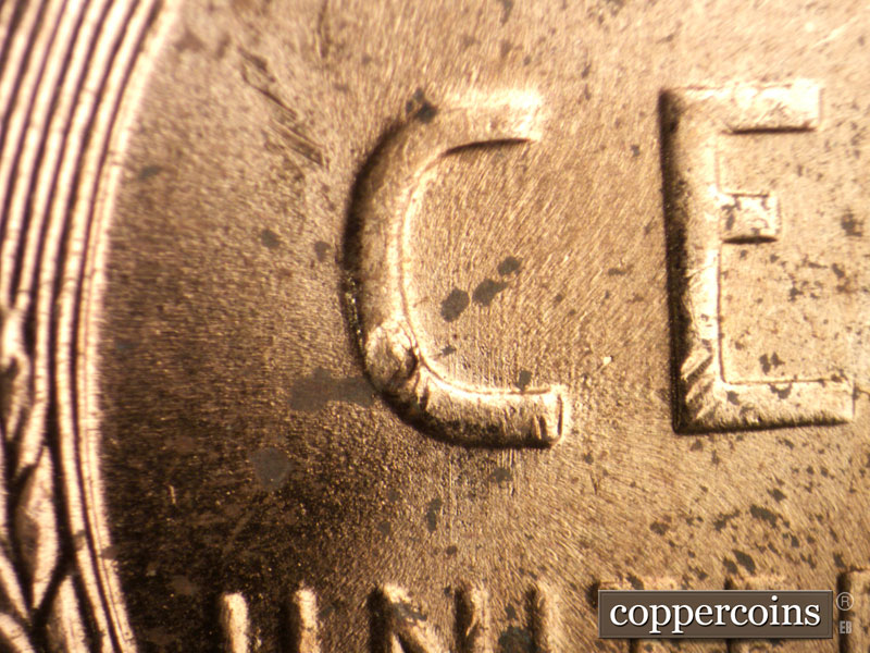 Die-stage C marker on 1956D•1MM•078 (1956 Repunched Mint Mark).