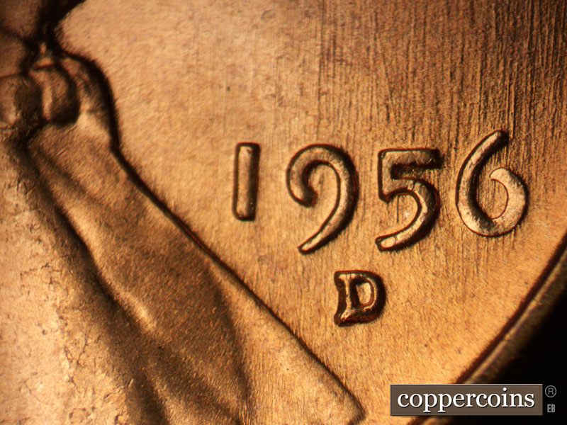 Die-stage B marker on 1956D•1MM•079 (1956 Repunched Mint Mark).