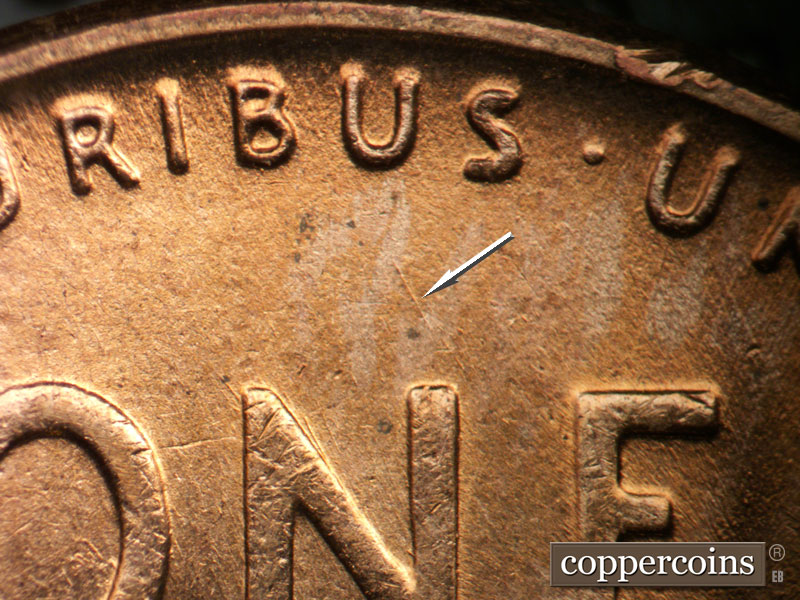 Die-stage B marker on 1956D•1MM•081 (1956 Repunched Mint Mark).