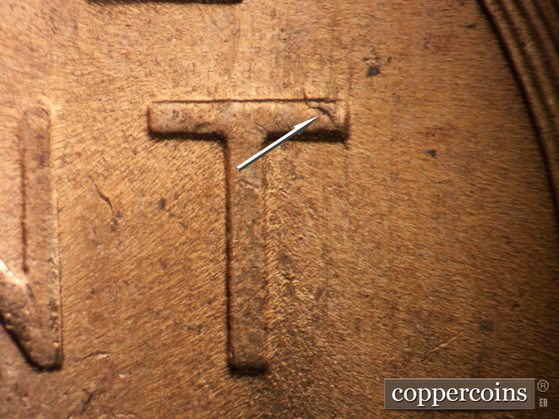 Die-stage B marker on 1956D•1MM•081 (1956 Repunched Mint Mark).