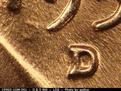 Die-stage C marker on 1956D•1OM•001 (1956 Over Mint Mark).