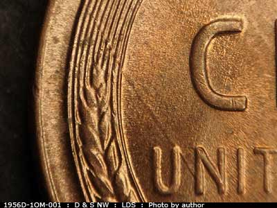 Die-stage C marker on 1956D•1OM•001 (1956 Over Mint Mark).