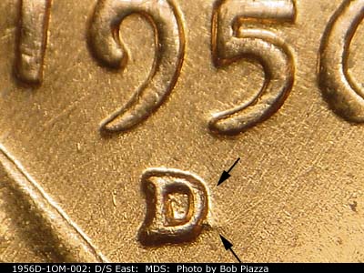1956 Lincoln cent obverse, CopperCoins die 1956D•1OM•002.