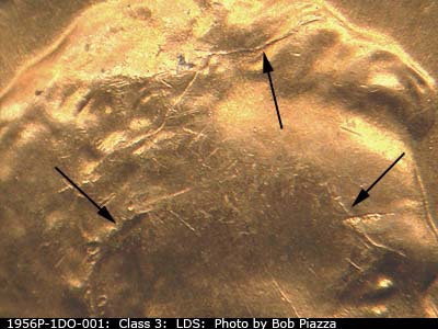 Die-stage C marker on 1956P•1DO•001 (1956 Doubled Die Obverse).