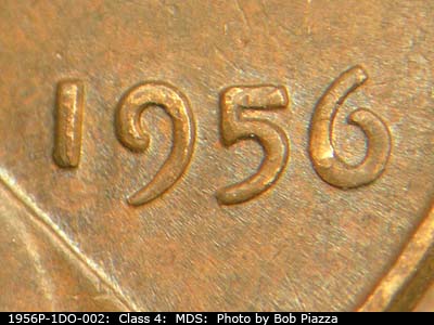 Die-stage B marker on 1956P•1DO•002 (1956 Doubled Die Obverse).