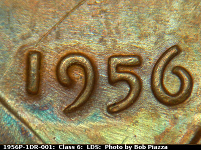 Die-stage C marker on 1956P•1DR•001 (1956 Doubled Die Reverse).