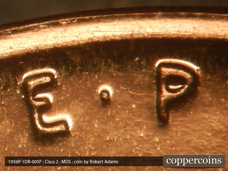 1956 Lincoln cent obverse proof, CopperCoins die 1956P•1DR•005P.