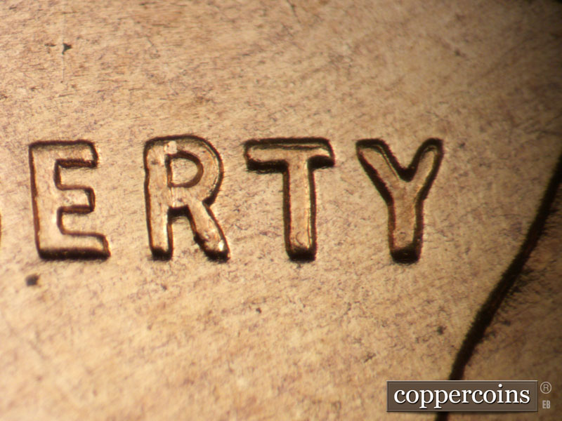 1957 Lincoln cent obverse, CopperCoins die 1957D•1DO•005.
