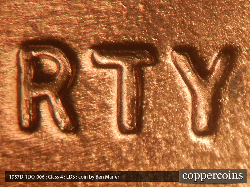 Die-stage C marker on 1957D•1DO•006 (1957 Doubled Die Obverse).