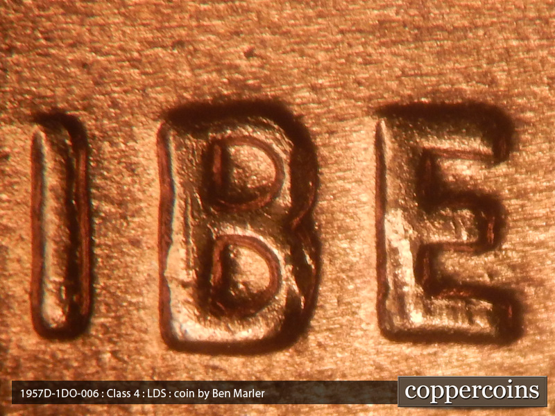 Die-stage C marker on 1957D•1DO•006 (1957 Doubled Die Obverse).