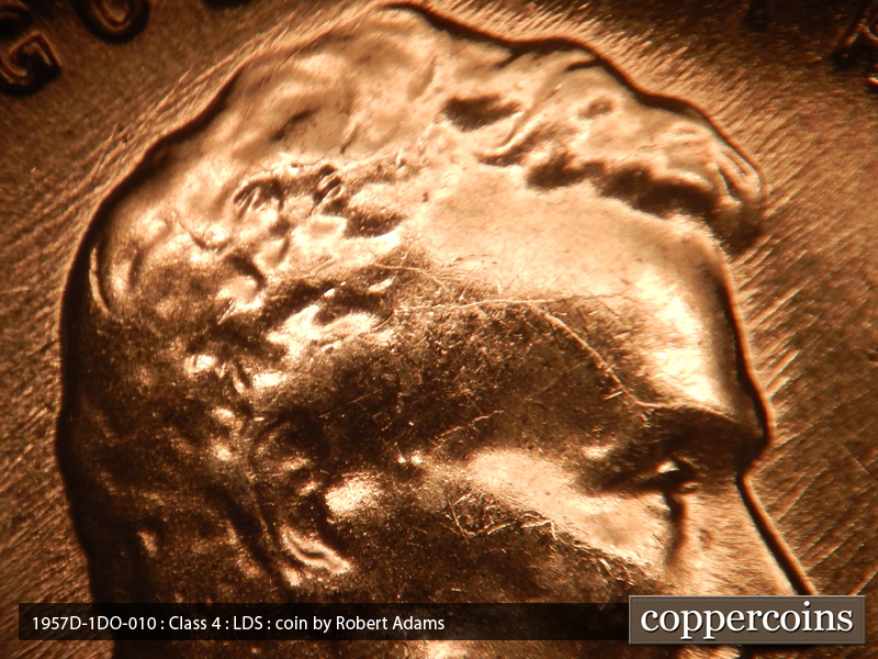 Die-stage C marker on 1957D•1DO•010 (1957 Doubled Die Obverse).