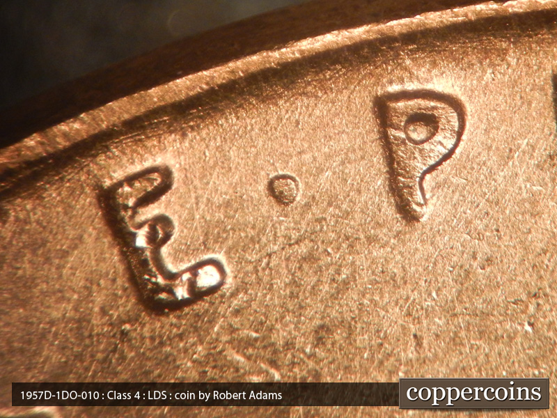 Die-stage C marker on 1957D•1DO•010 (1957 Doubled Die Obverse).