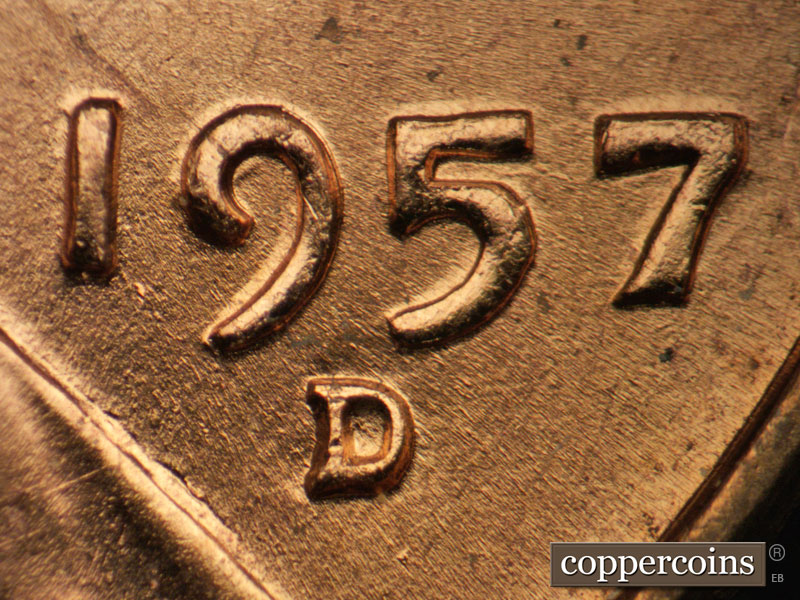 Die-stage B marker on 1957D•1DO•022 (1957 Doubled Die Obverse).