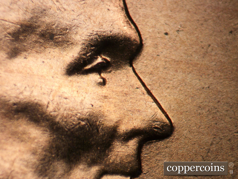 1957 Lincoln cent obverse, CopperCoins die 1957D•1DO•024.