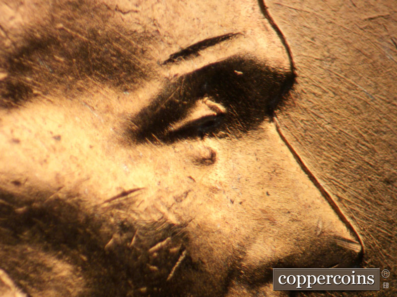 1957 Lincoln cent obverse, CopperCoins die 1957D•1DO•027.