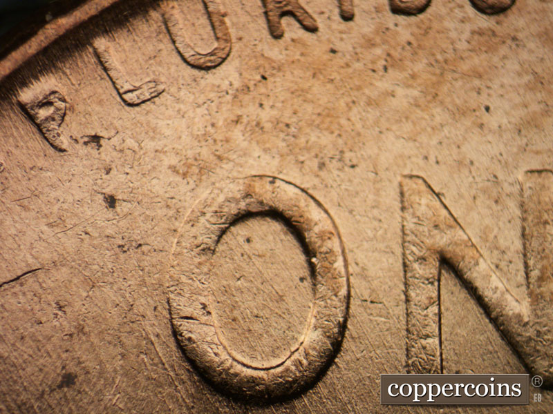 Die-stage B marker on 1957D•1DO•029 (1957 Doubled Die Obverse).