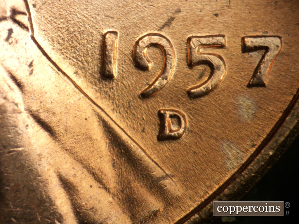 Die-stage B marker on 1957D•1DO•038 showing Date for reference.