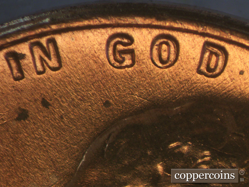 Die-stage A marker on 1957D•1MM•005 (1957 Repunched Mint Mark).