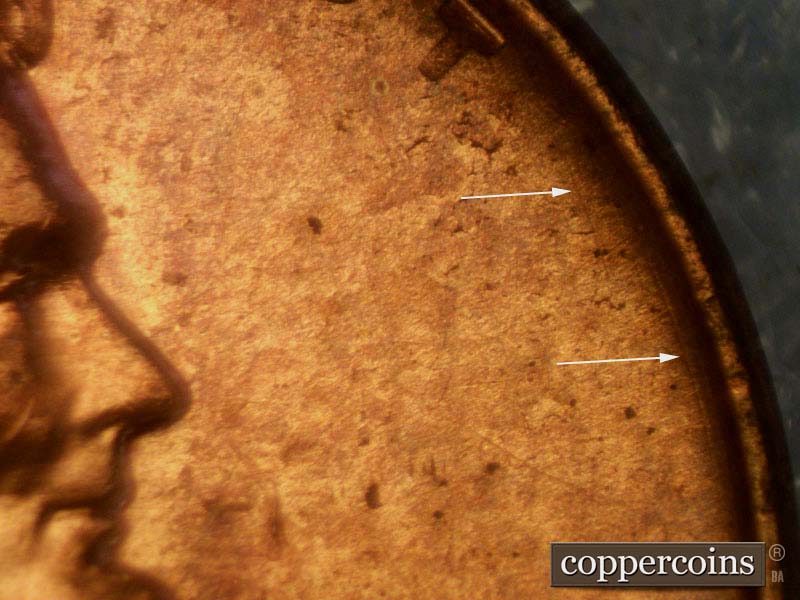 Die-stage A marker on 1957D•1MM•007 (1957 Repunched Mint Mark).