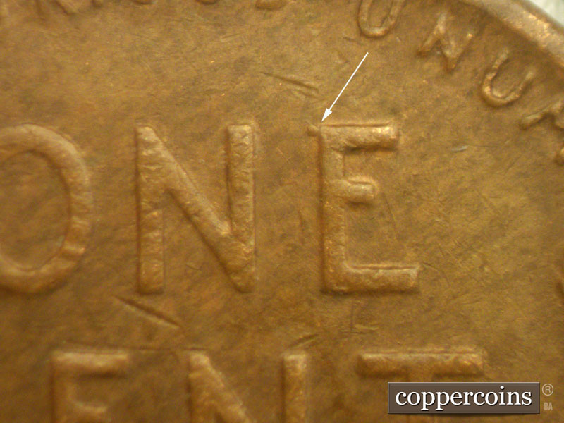 Die-stage C marker on 1957D•1MM•007 (1957 Repunched Mint Mark).